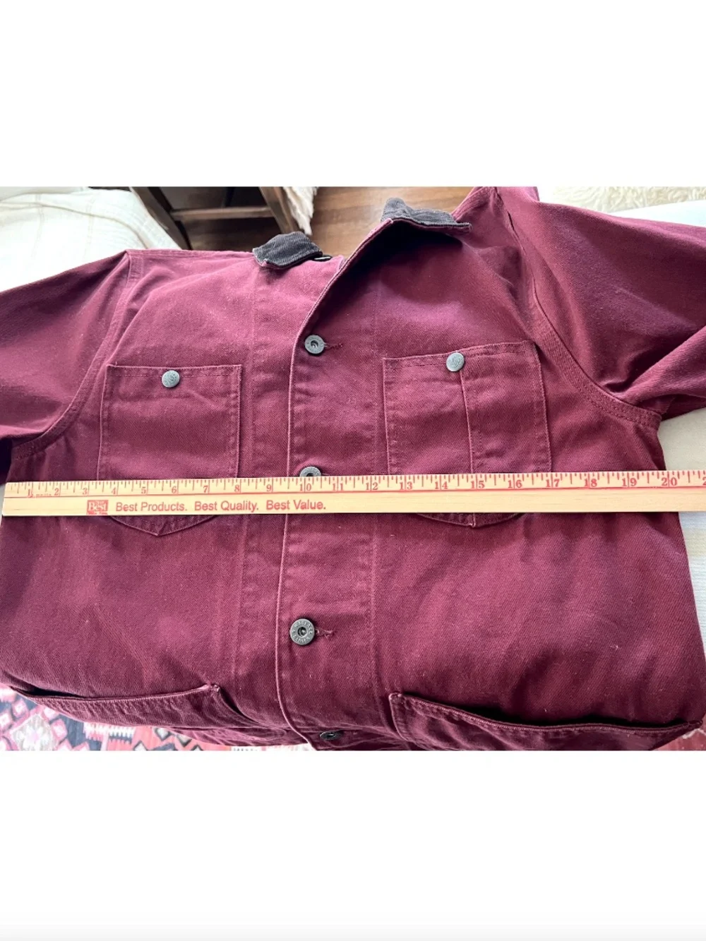 J. CREW WALLACE & BARNES Lightweight Twill Chore Jacket in Burgundy - S